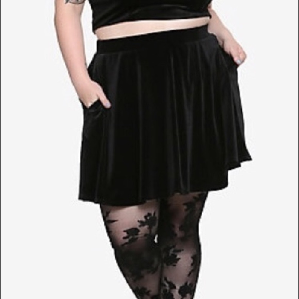 Black velvet skater skirt